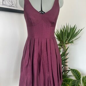 Sleeveless Pleated A-Line Dress in Iridescent Purple
